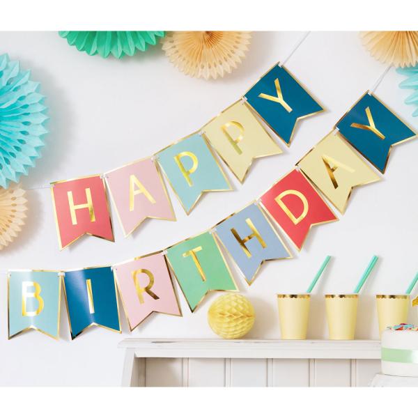 Monivärinen Happy Birthday Kirjainnauha