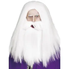 Valkoinen Gandalf-peruukki Parralla