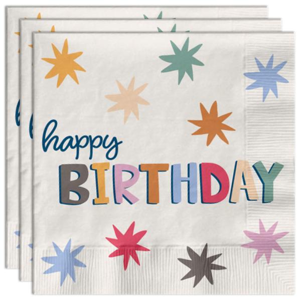 Happy Birthday Paperiservetit Tähdillä 20 kpl