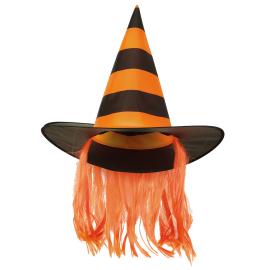 Oranssiraidallinen Noitahattu Hiuksilla Lapsille