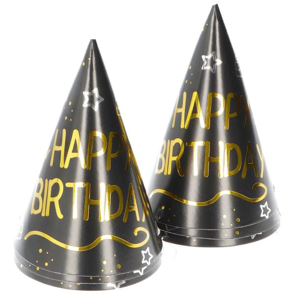 Happy Birthday Juhlahatut Musta 6 kpl