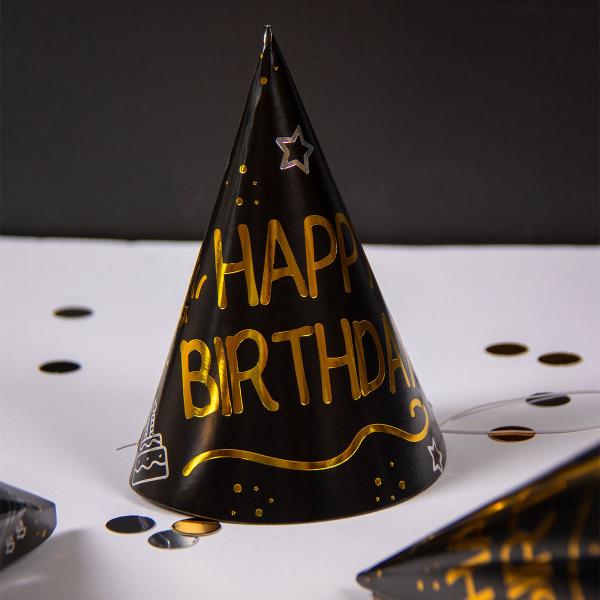 Happy Birthday Juhlahatut Musta 6 kpl