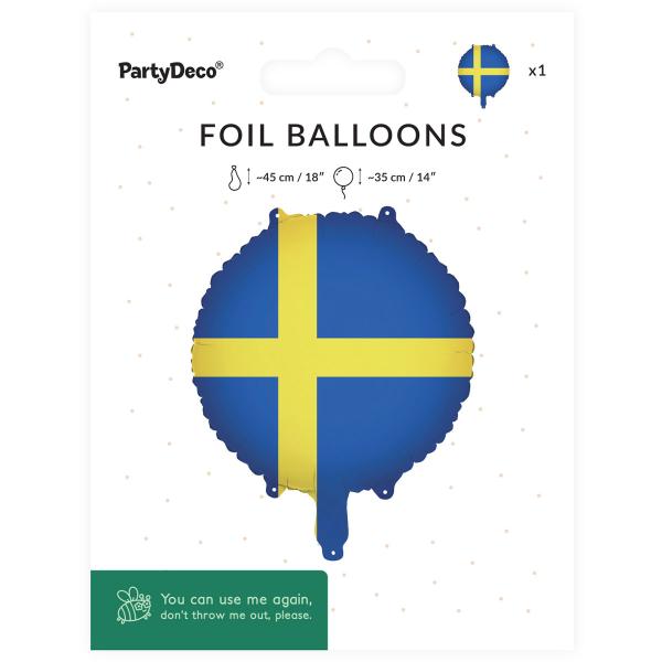 Folioilmapallo Ruotsin Lippu Pyöreä 35 cm