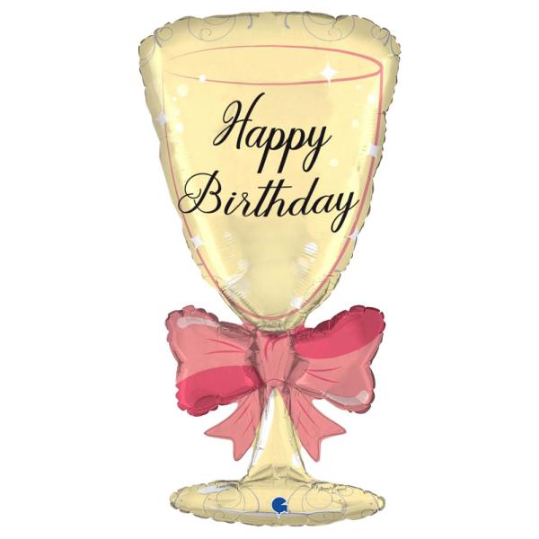 Folioilmapallo Happy Birthday Viinilasi
