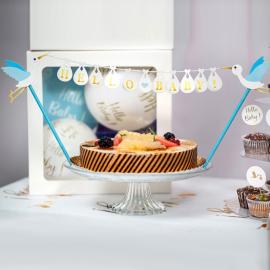 Cake Topper Hello Baby Sininen