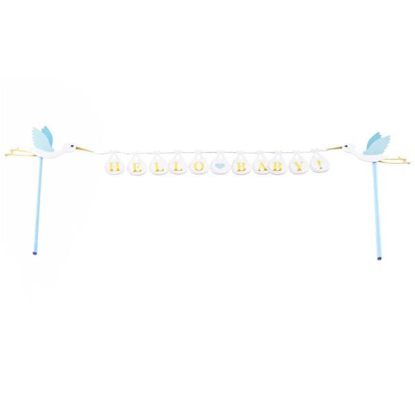 Cake Topper Hello Baby Sininen