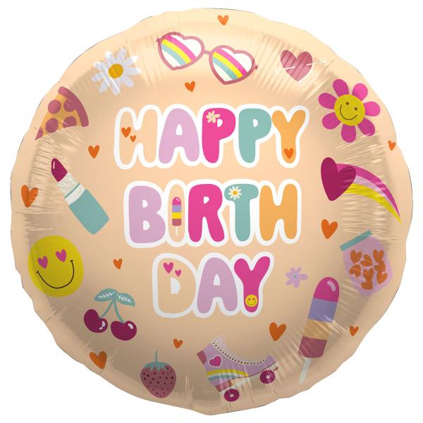 Pyöreä Folioilmapallo Happy Birthday Boho Girlz