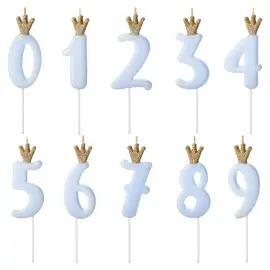 Kakkukynttilä Kruunattu Numero Vaaleansininen