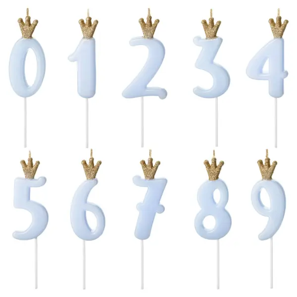 Kakkukynttilä Kruunattu Numero Vaaleansininen