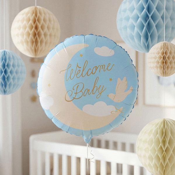 Folioilmapallo Welcome Baby Vaaleansininen Pyöreä 35 cm