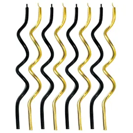 Kierretyt Kakkukynttilät Kulta ja Musta 8 kpl