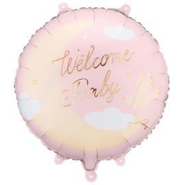 Folioilmapallo Welcome Baby Vaaleanpinkki Py&ouml;re&auml; 35 cm