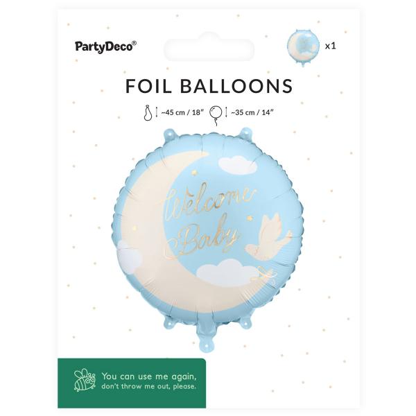 Folioilmapallo Welcome Baby Vaaleansininen Pyöreä 35 cm