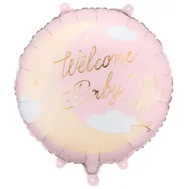 Folioilmapallo Welcome Baby Vaaleanpinkki Py&ouml;re&auml; 35 cm