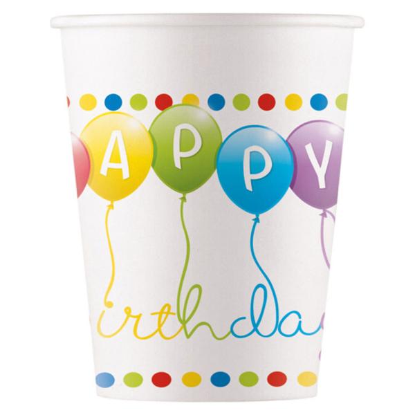 Pahvimukit Happy Birthday Streamers