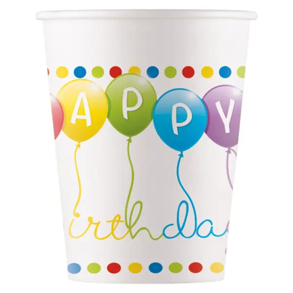 Pahvimukit Happy Birthday Streamers