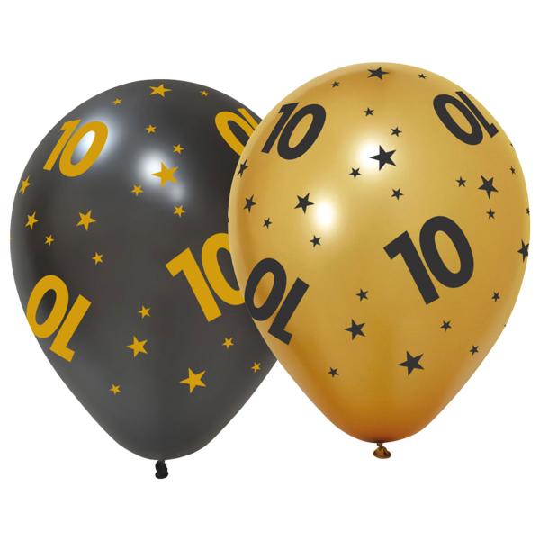 Lateksiilmapallot Tähdillä ja Numerolla 10, 6 kpl