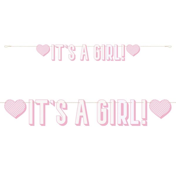 It's a Girl Viirinauha Vaaleanpunainen & Valkoinen