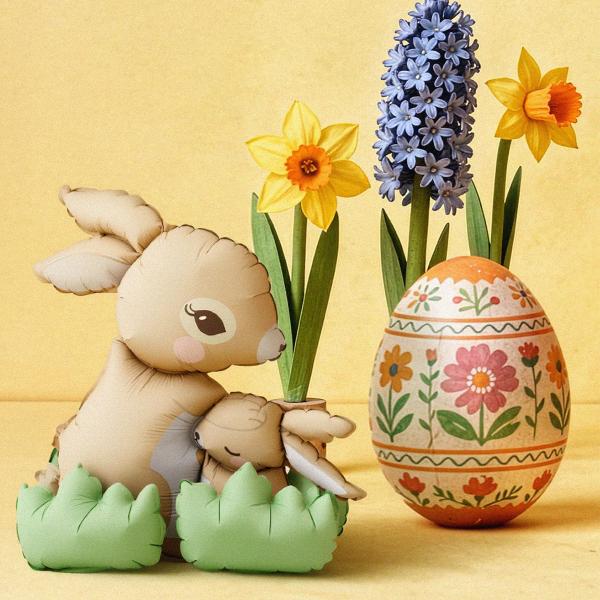 Seisovat Folioilmapallot Kaniinit Lehtien kanssa 51x60 cm