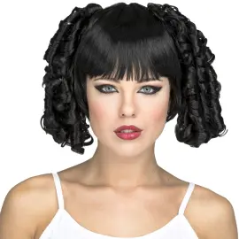 Peruukki Korkkiruuvikiharoilla Musta