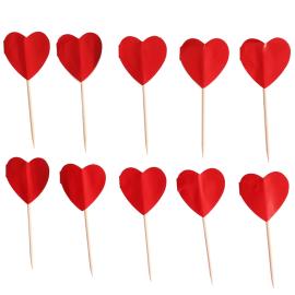 Cake Picks Punaiset Syd&auml;met 10-kpl