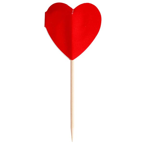 Cake Picks Punaiset Sydämet 10-kpl