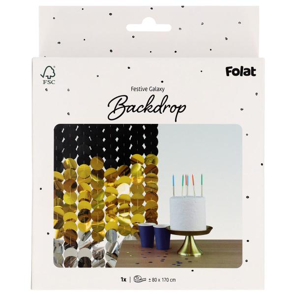 Party Backdrop Musta/Kulta/Hopea 170x80 cm