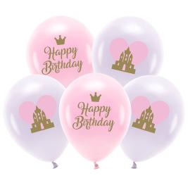 Lateksiilmapallot Happy Birthday Prinsessa 33 cm