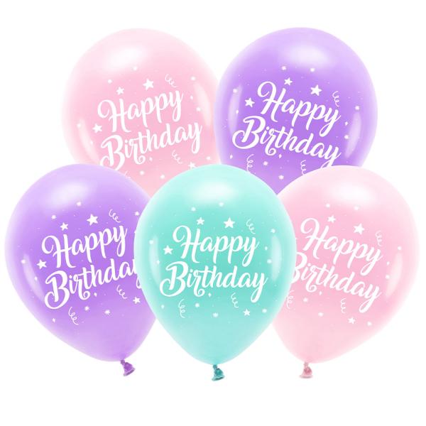 Lateksiilmapallot Happy Birthday Vaaleanpunainen 26 cm