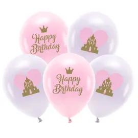 Lateksiilmapallot Happy Birthday Prinsessa 33 cm