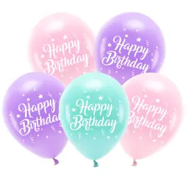 Lateksiilmapallot Happy Birthday Vaaleanpunainen 26 cm