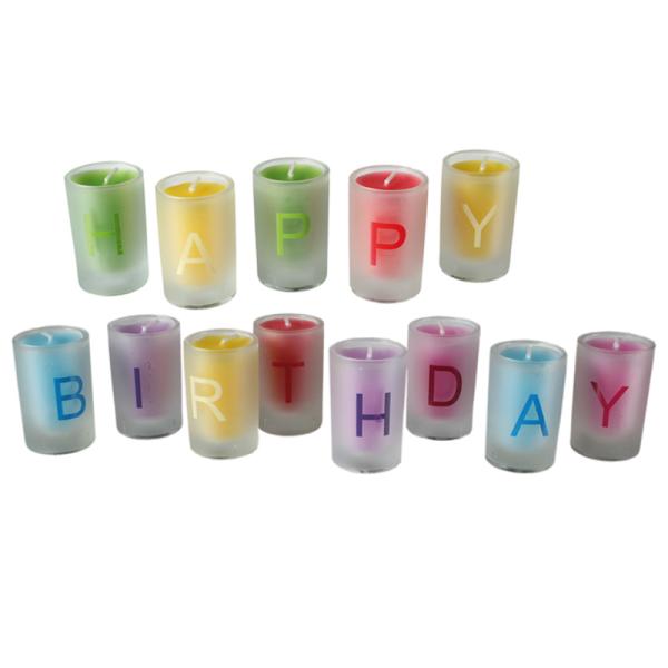Happy Birthday Värilliset Lasikynttilät