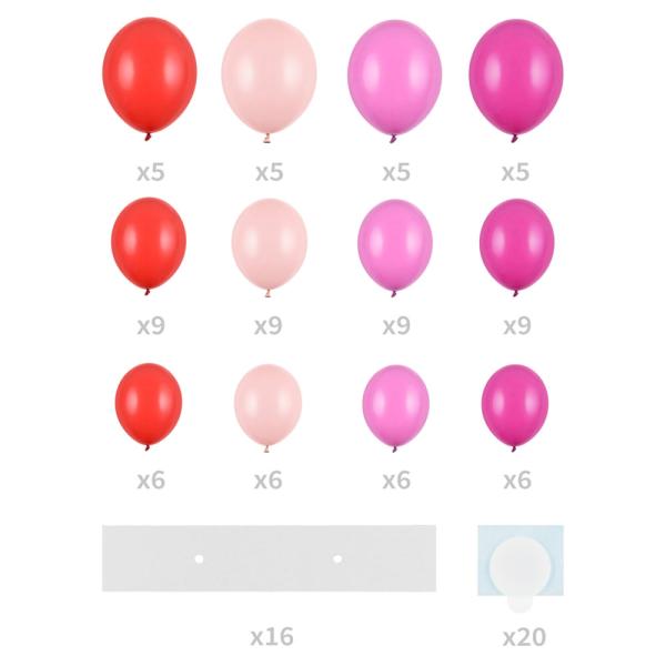 Ilmapalloviirinauha Sydän Pinkki & Punainen