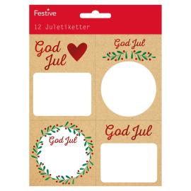 God Jul Lahjaetiketit 12-pakkaus