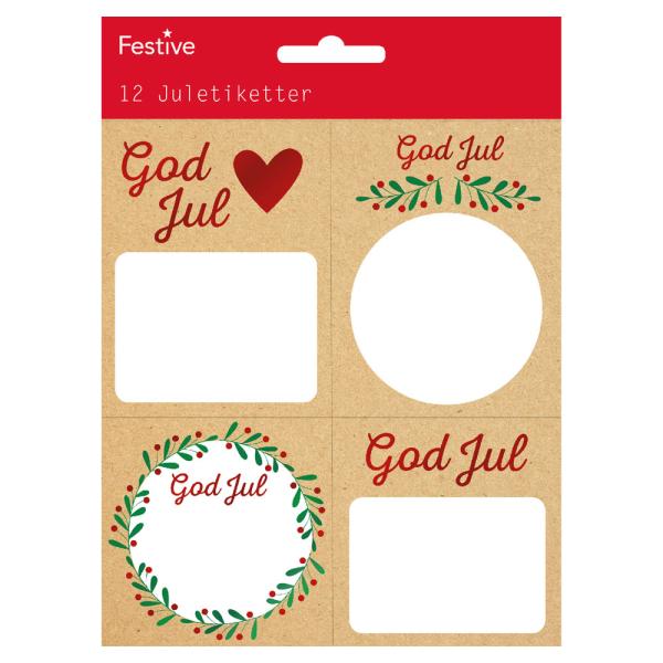 God Jul Lahjaetiketit 12-pakkaus