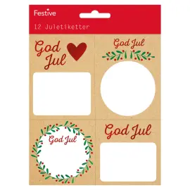 God Jul Lahjaetiketit 12-pakkaus