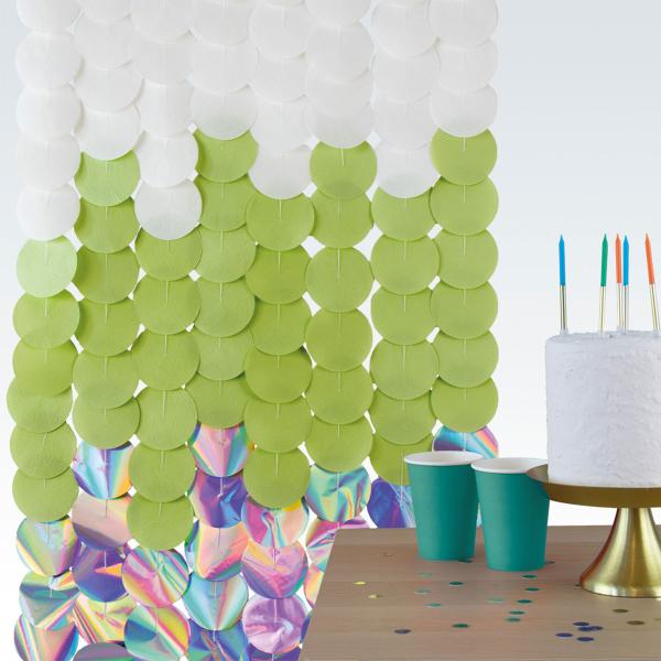 Party Backdrop Valkoinen/Vihreä/Irisoiva 170x80 cm