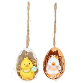 Riippuva Kana Puolikkaassa Munankuoressa 4x6cm 2 kpl