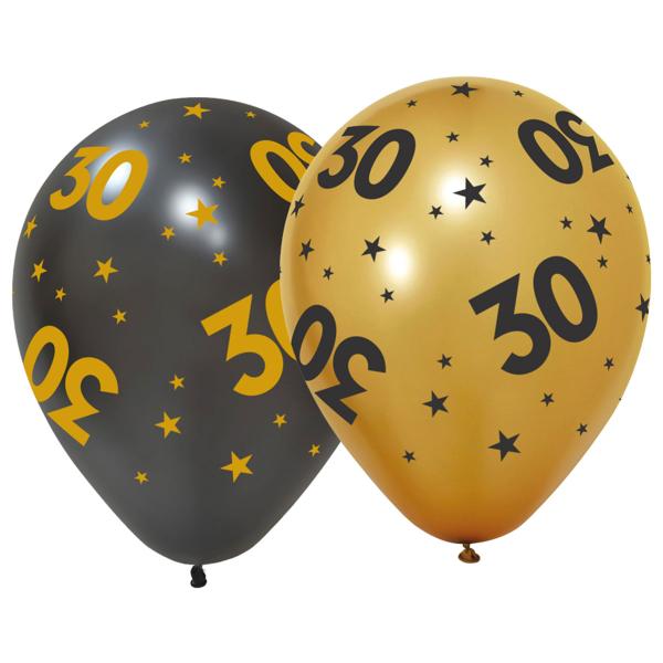 Lateksiilmapallot Tähdillä ja Numerolla 30, 6 kpl
