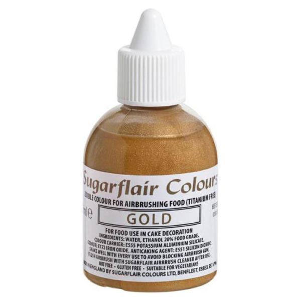 Sugarflair Syötävä Airbrush Maali Kulta