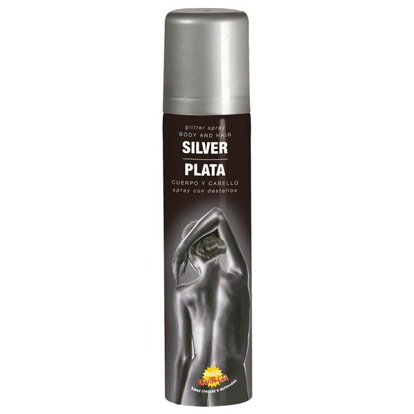Hius- ja Vartaloväri Glitter Spray Hopea