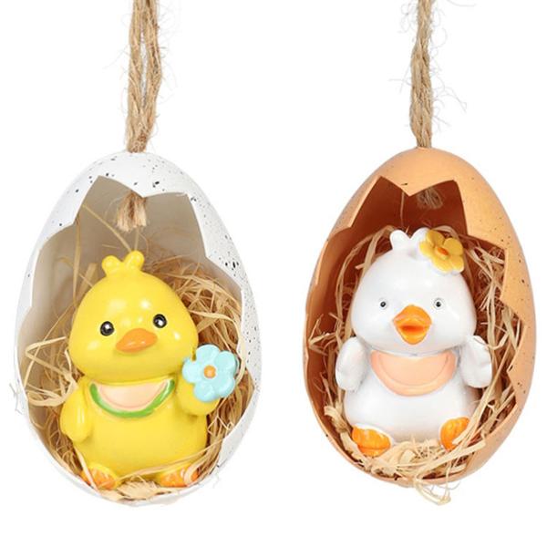 Riippuva Kana Puolikkaassa Munankuoressa 4x6cm 2 kpl
