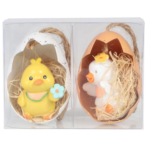 Riippuva Kana Puolikkaassa Munankuoressa 4x6cm 2 kpl