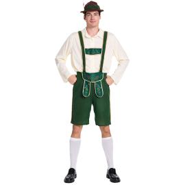 Naamiaisasu Oktoberfest Lederhosen Vihre&auml;/Valkoinen