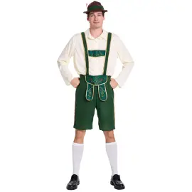 Naamiaisasu Oktoberfest Lederhosen Vihre&auml;/Valkoinen