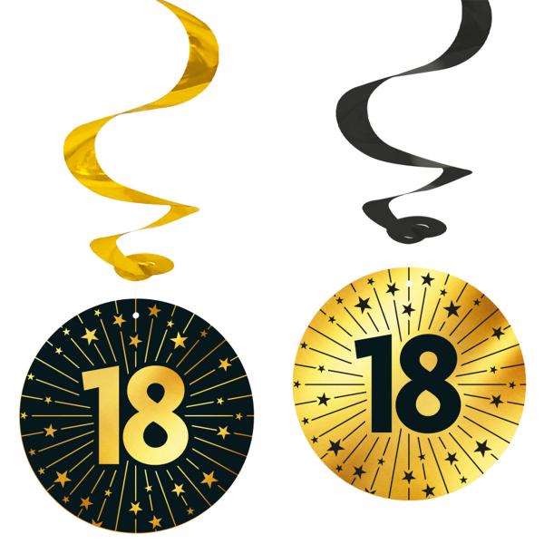 Riippuvat Swirls 18 vuotta Kulta/Musta 4 kpl