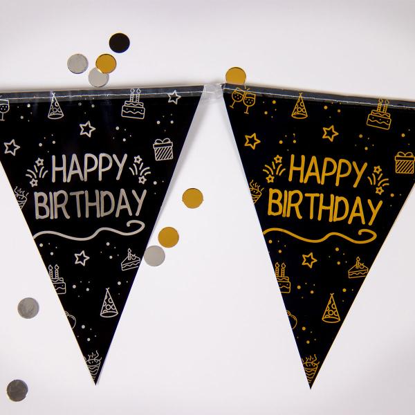 Lippuviirinauha Happy Birthday Musta