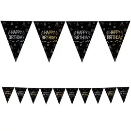 Lippuviirinauha Happy Birthday Musta