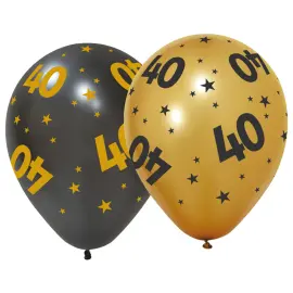 Lateksiilmapallot T&auml;hdill&auml; ja Numerolla 40, 6 kpl