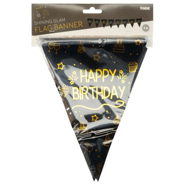 Lippuviirinauha Happy Birthday Musta